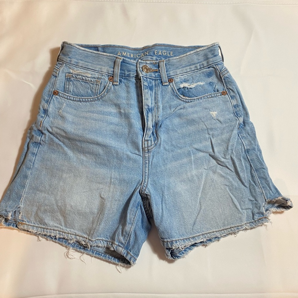 American Eagle mid length shorts; light wash